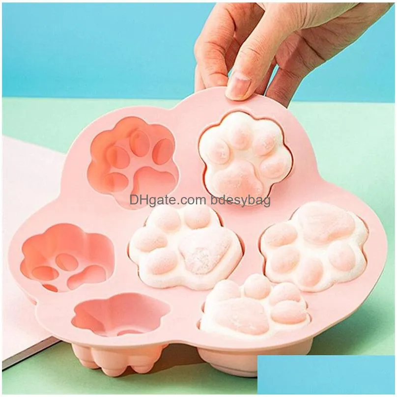 wholesale lovely cat paw silicone baking cake moulds fondant decorating accessories tools handmade soap puddings chocolate mold