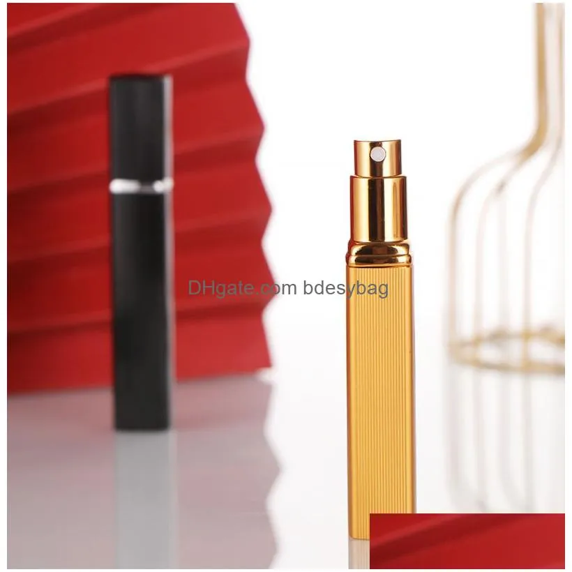 wholesale 7 color 10ml perfume bottle aluminum nozzle spray refillable bottle parfum cosmetic glass container