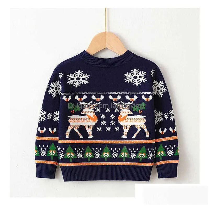 christmas children clothes x-mas knitted kids sweater pullover reindeer cotton toddler girls boys sweater bottoming knitwear y1024