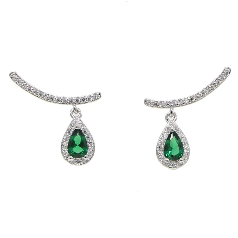 Stud Designer Colorf Tear Drop Diamond Cz Charm Earring Long Climber Fashion Elegance Mit Piercing Earrings Delivery Jewelry Otvbj
