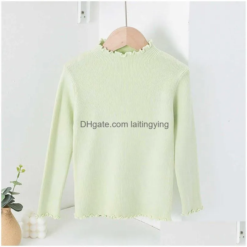 girls sweater 2021 autumn winter fashion knitted warm clothes girls solid color pullover children bottom shirt underwear y1024