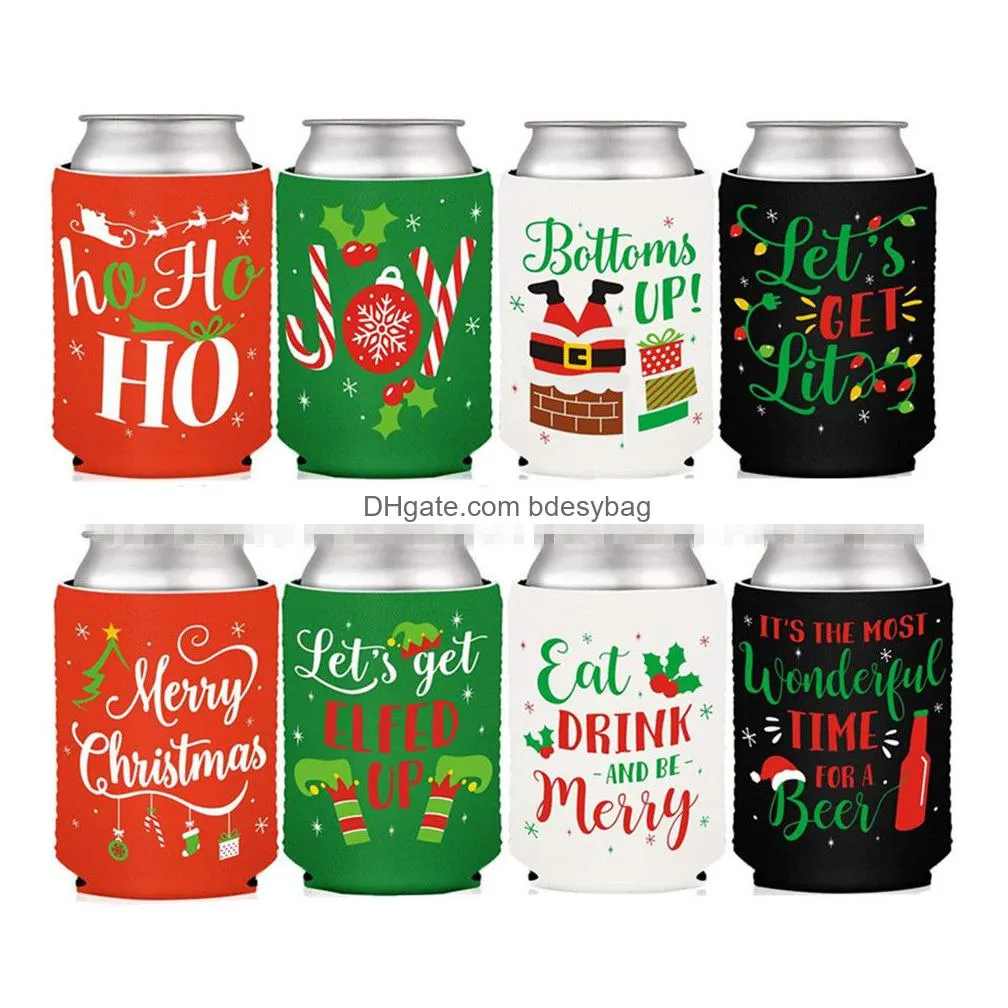 christmas beer sleeves party supplies camping can cup soda cover neoprene drink cooler portable bottle outdoor sleeve for party wedding