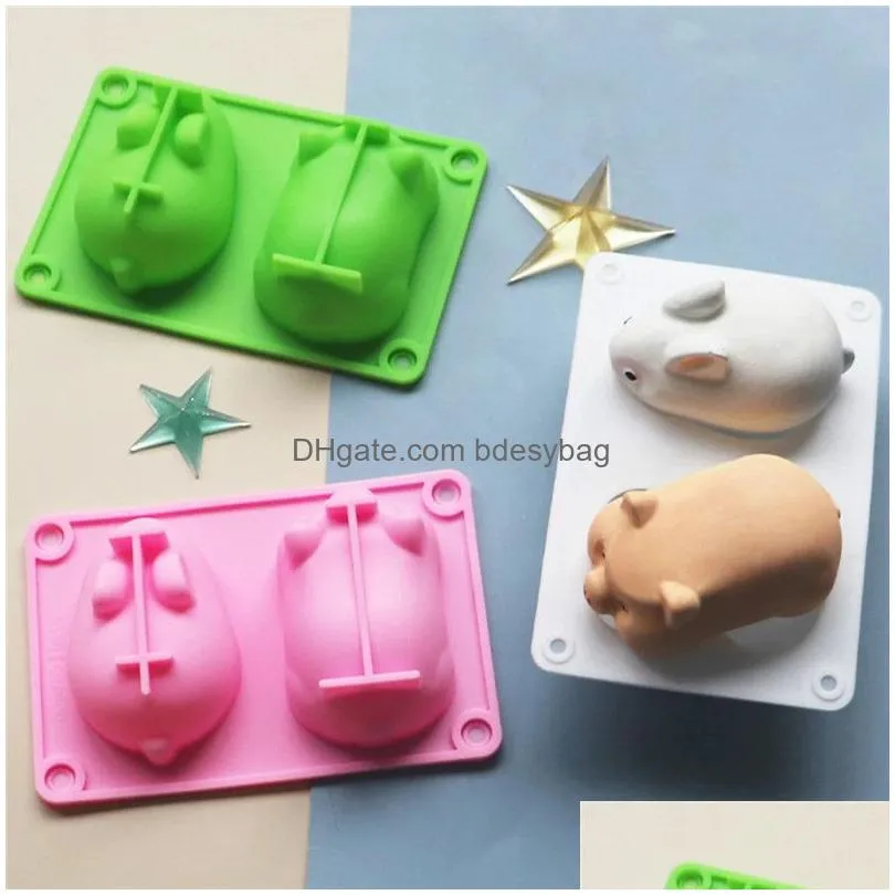 3d diy rabbit and pig silicone cake molds baking tools fondant moulds for family party decoration