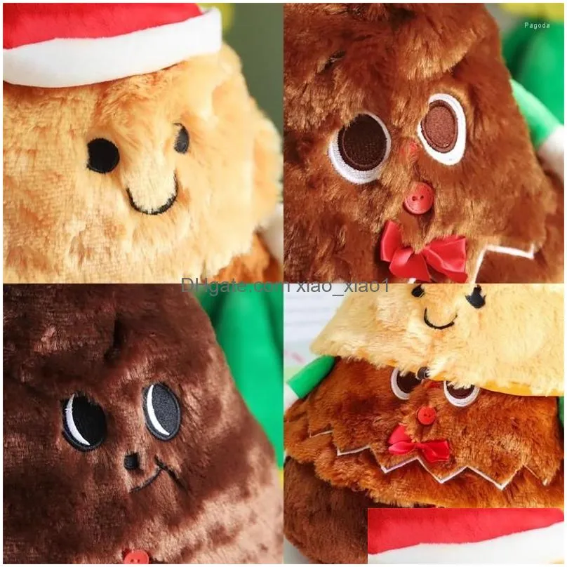 Cushion/Decorative Pillow Kawaii 3 In 1 Christmas Glowing Santa Claus Plush Toy Gingerbread Man Throw Pillows Hat Home Decor Xmas Gi Dhmvc