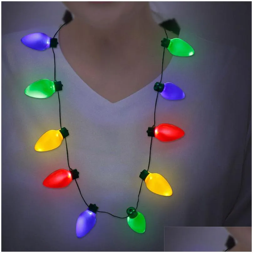 led christmas bulb festival necklace led light up plastic flashlight party favors 12 led bulbs for adults kids lamps