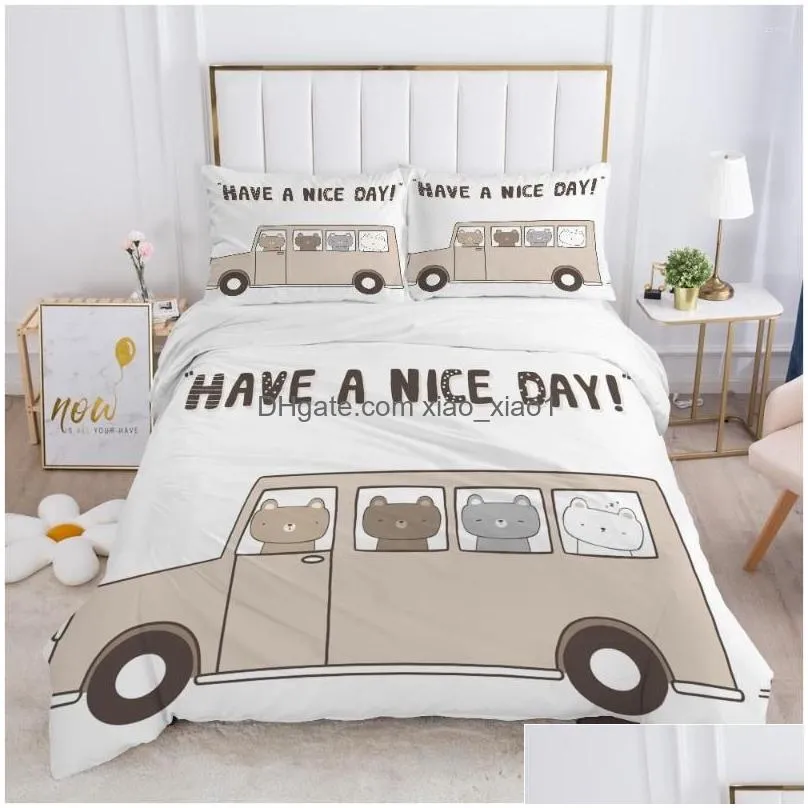 Bedding Sets Children Set For Kids Baby Child Girls Boy140X200 Single Quilt/Comfortable/Duvet Er Bed Linens Cute Bear Drop Delivery Dhhsz