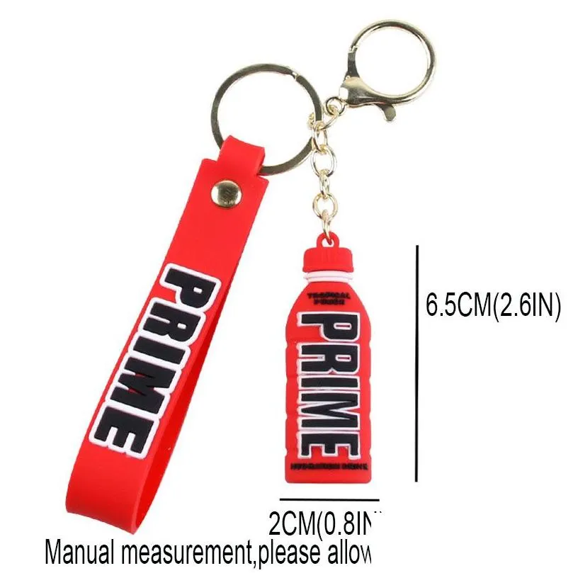 Party Favor Keychains Lanyards Prime Drink Rubber Keychain Cute Bottle Key Chains Ornament Car Bag Pendant Keyring Hz0033 Home Garden Dhpou