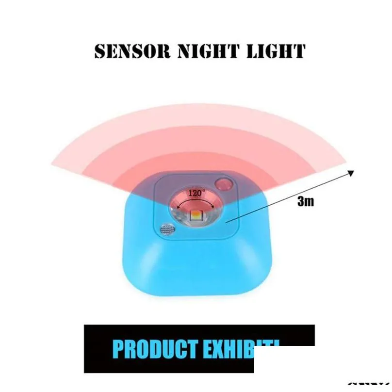 led sensor night light mini pir motion human body light dual induction cabinet light wall stairs lighting