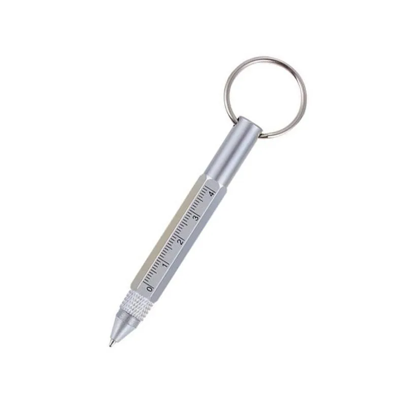 Ballpoint Pens Wholesale Mtifunctional Mini Metal Ballpoint Pen Outdoor Tool Screwdriver Keychain Short Scale Pens Office School Busin Dhamf