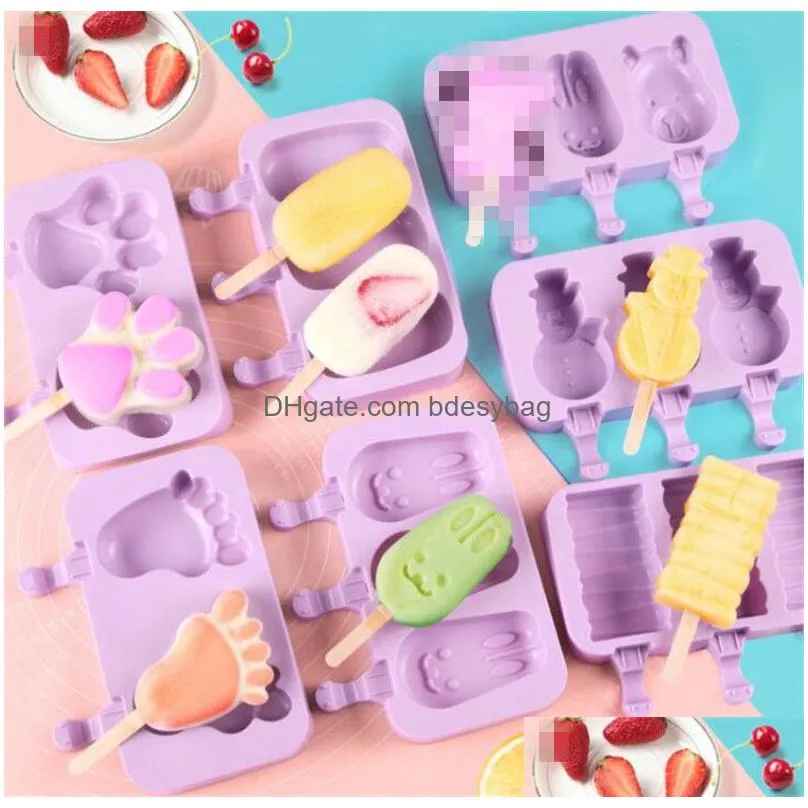 wholesale silicone ice cream mold tools animal shape jelly machine diy food supplement tool popsicle stick for summer