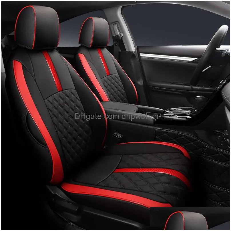 fashion custom made car seat cover for honda select civic 11th generation rear row w/ 40/60 split - water proof leatherette black