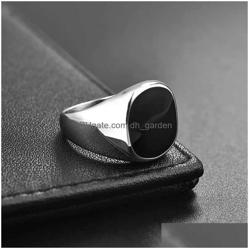 Mens Ring Punk Rock Smooth Stainless Steel Signet Ring For Men Hip Hop Party Jewelry