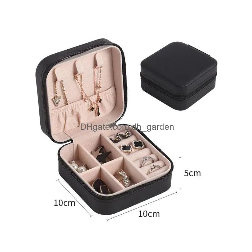 2022 PU Leather Jewellery Storage Earring Boxes Jewelry Box Display Case Organizer Packaging Storage for Home Travel Girl Gift