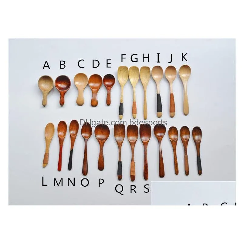 Wholesale- 3pcs/Lot Mini Wooden Spoon Teaspoon Condiment Utensil Coffee Milk Spoon Kids Ice Cream Scoop Tableware Tool Kitchen Cooking