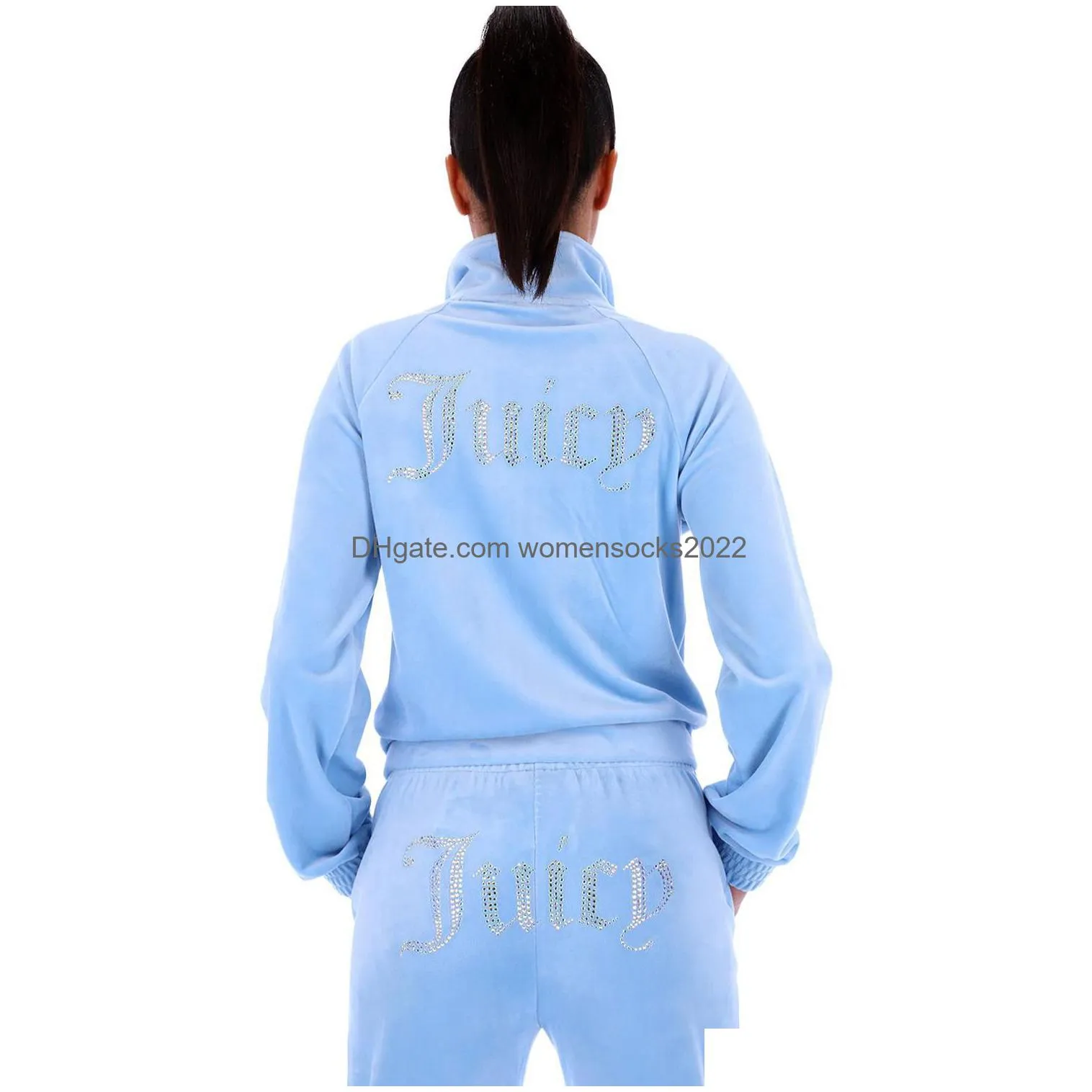 Womens Two Piece Pants 2023 Women Tracksuit Veet Juicy Coutoure Set Track Suit Couture Juciy Coture Sweatsuits Drop Delivery Apparel Dhjtg