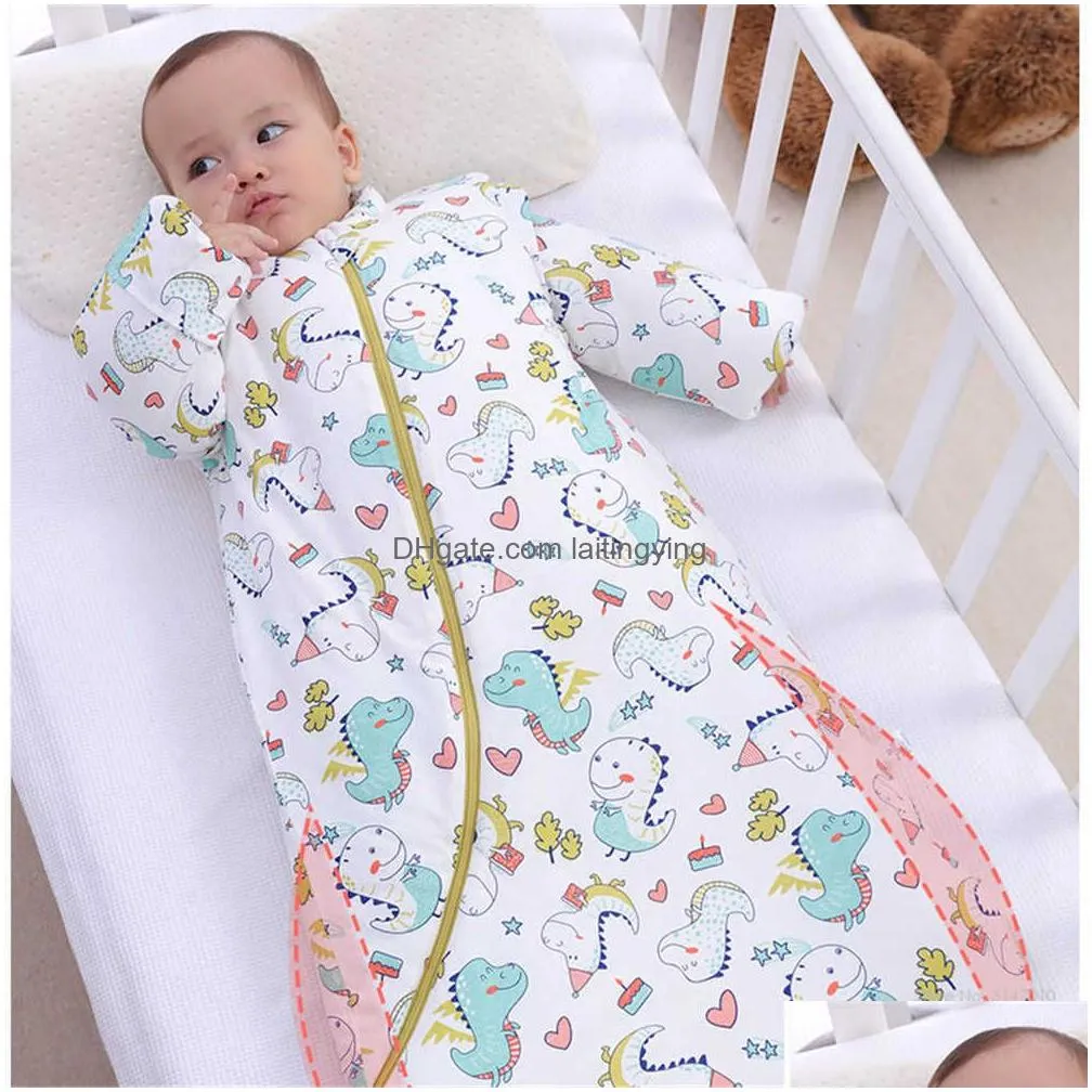 sleeping bags cotton baby bag detachable long sleeve wearable blanket thick warm for born kids envelope 2.5/3.5tog r230614