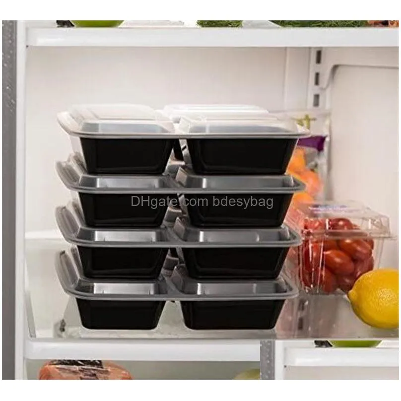 cheapest disposable lunch box microwave eco-friendly food containers 3 compartment disposable lunch bento box black meal prep 1000ml