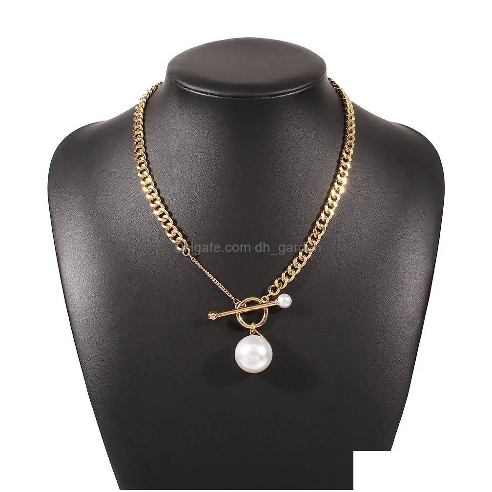 Hip hop Gold Plated Thick Chain Metal Ball Long Chains Clavicle Necklace for Men Women Girls Party Jewelry Gift
