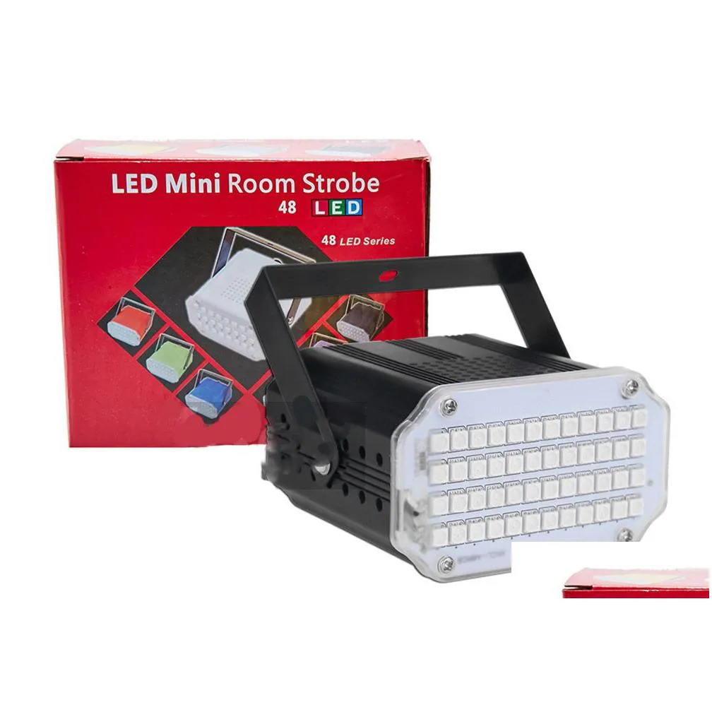 48 leds smd 5050 leding strobe lighting rotating voice activated led stage lights party festa disco stroboscope light