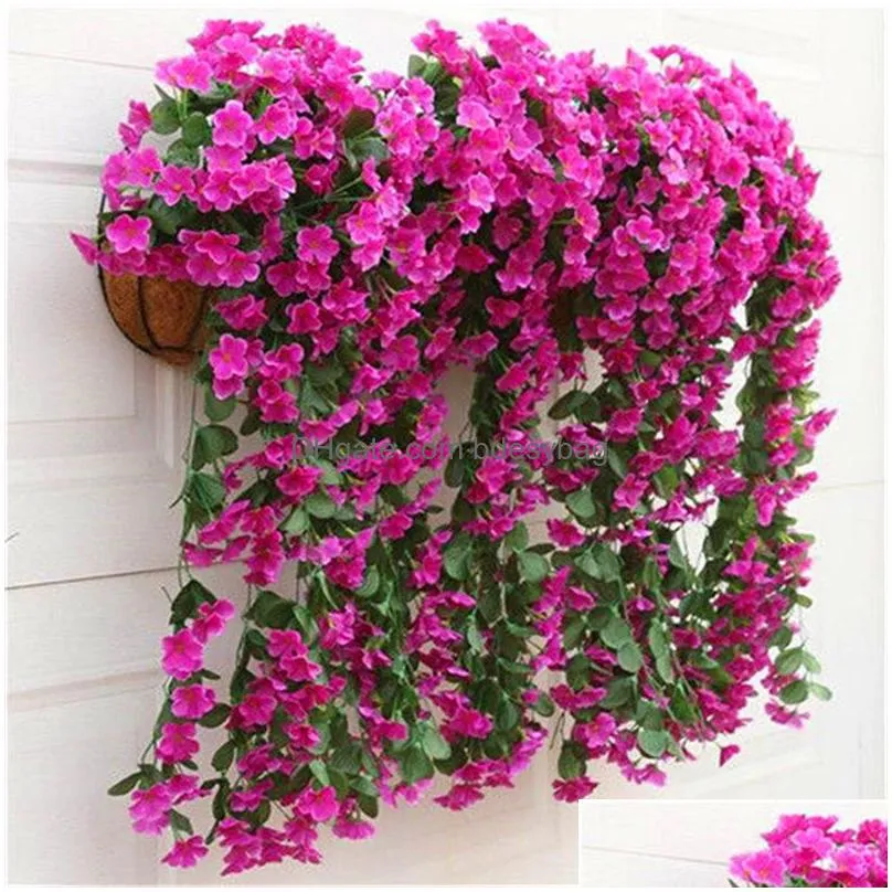 s violet artificial flower wall hanging simulation violet orchid fake silk vine flowers wedding party home garden balcony