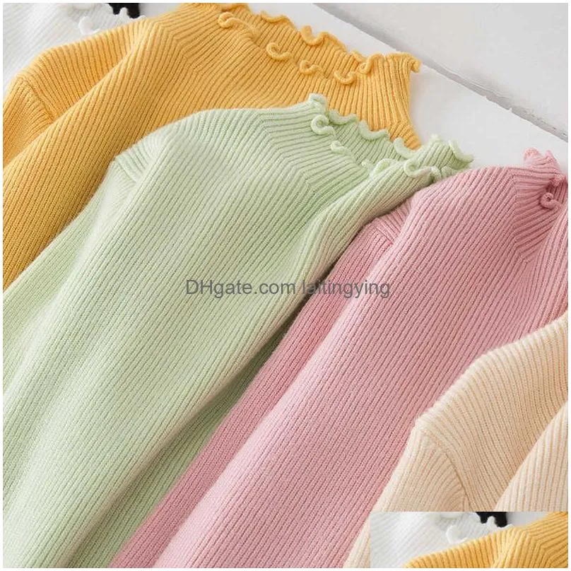 girls sweater 2021 autumn winter fashion knitted warm clothes girls solid color pullover children bottom shirt underwear y1024