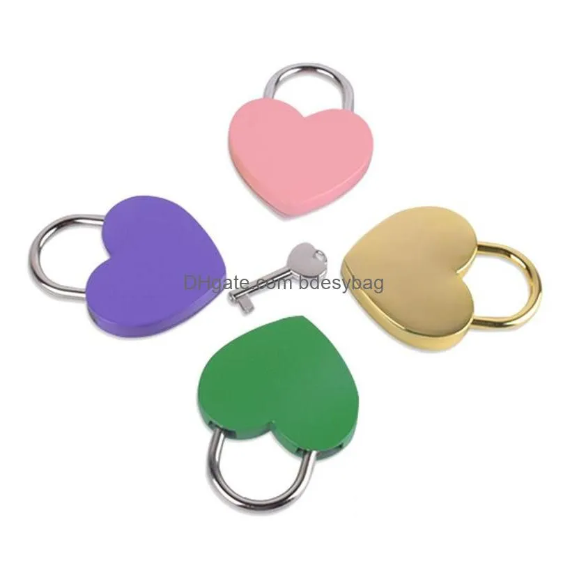 7 colors heart shaped concentric lock metal mulitcolor key padlock gym toolkit package door lock building supplies