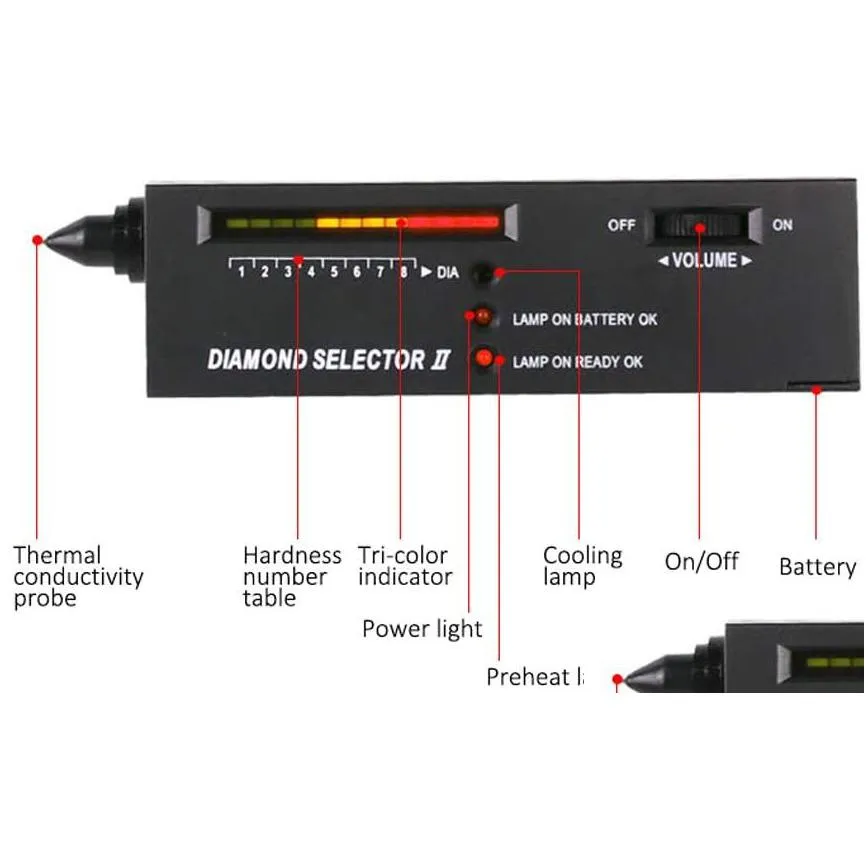 professional high accuracy diamond tester gemstone gem selector ii jewelry watcher tool led diamond indicator test pen