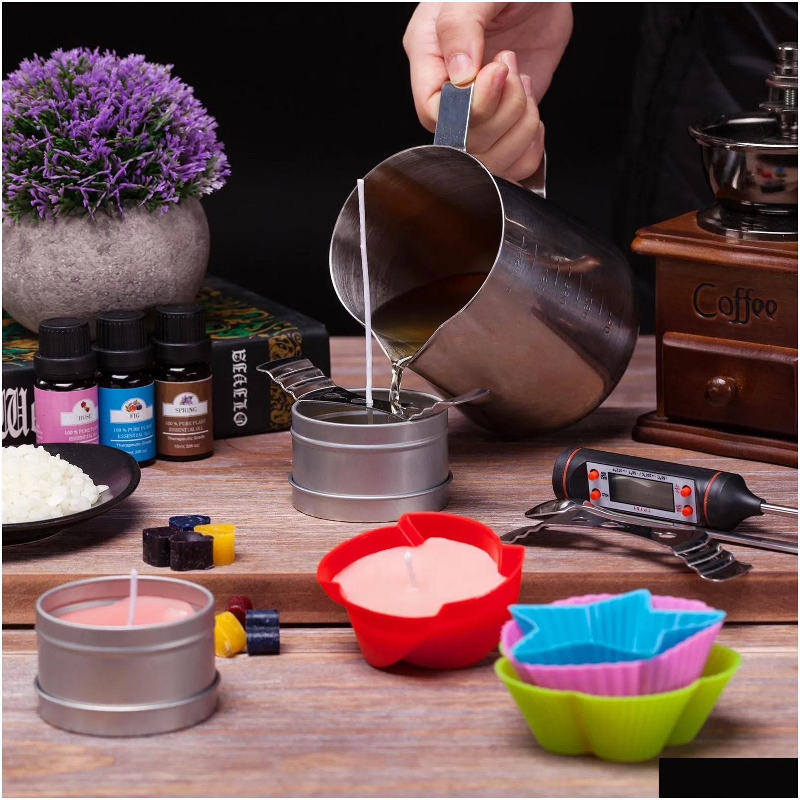 Candles Scented Candles Making Beginners Set Complete Diy Candle Crafting Tool Kit Supplies Beex Melting Pot Fragrance Oil Tins Dyes H Dh7Xa