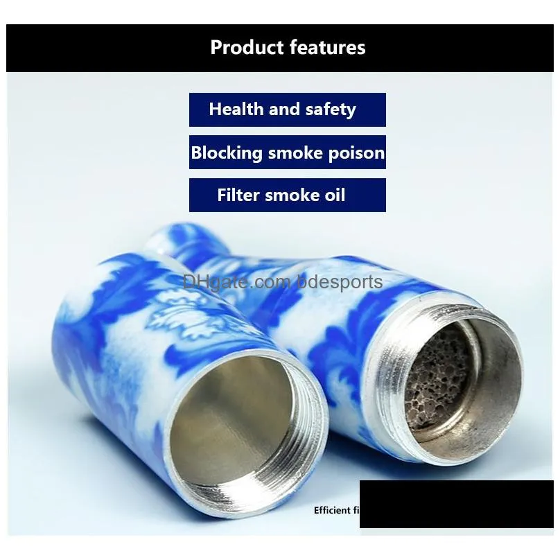 Wholesale- Ceramic Mental Pipe Length 78MM Personality Tobacco Smoke Holder Filter Grinder Hookah Water Pipe Drop Shipping