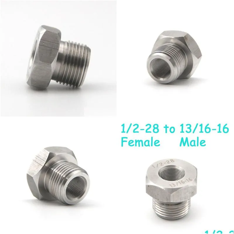 1/2-28 female to 13/16-16 male stainless steel thread adapter converter for napa 4003 wix 24003 1/2x28 unef to 13/16x16 unf