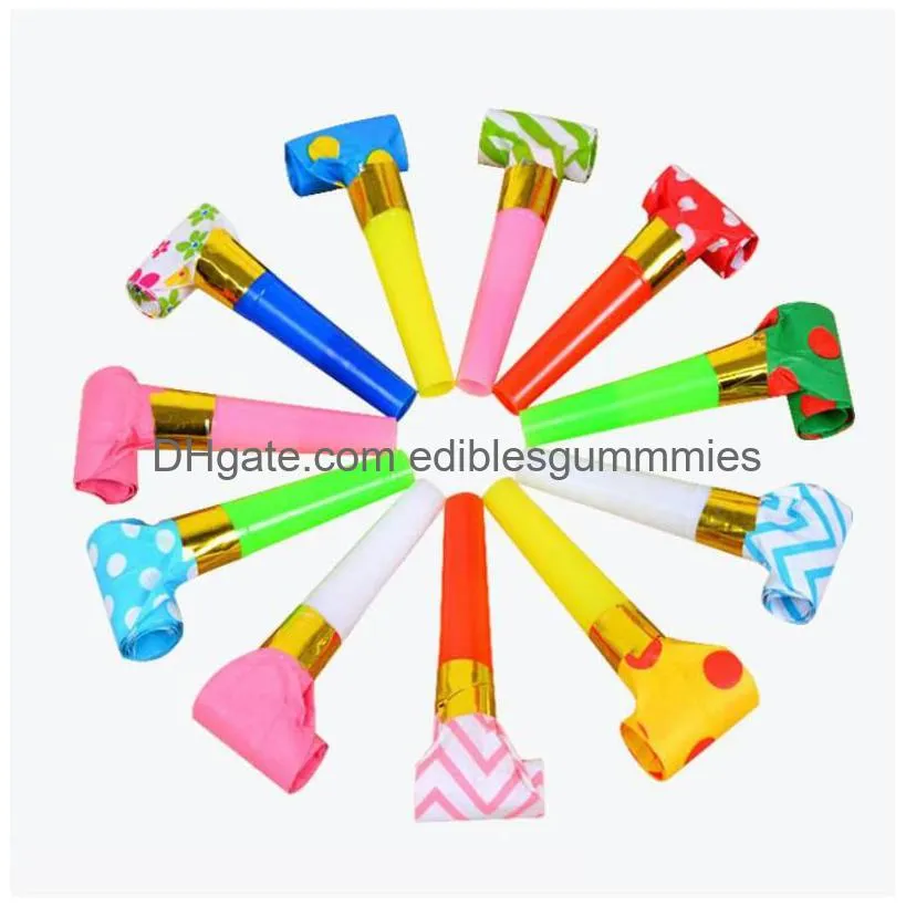 Noise Maker Blow Horn Funny Blowouts Blowers Party Horns For Birthday Favors Sporting Events Christmas Colorf Patterns Drop Delivery Dhzjc