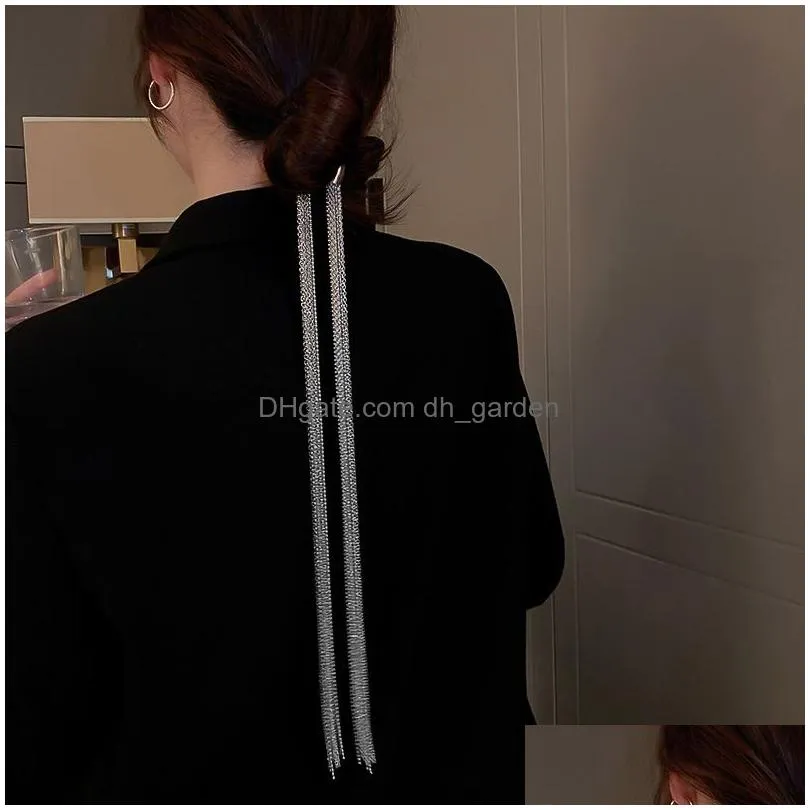 Fashion Silver Color Chain Hairpins Women Braid Headband Long Tassel DIY Hairwear Accessories Statement Jewelry