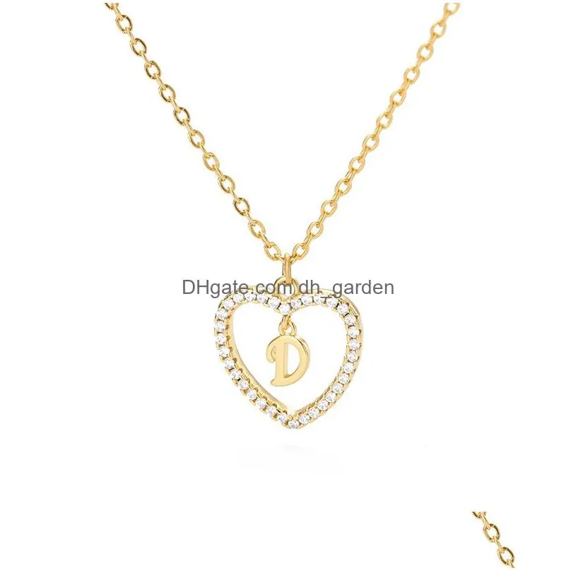 Initials Heart Pendant Necklace For Women 26 Letters Zircon Love Necklaces Girls Best Gift the First Letter Accessories Jewelry