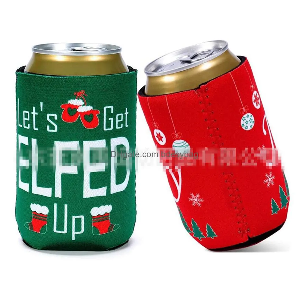 christmas beer sleeves party supplies camping can cup soda cover neoprene drink cooler portable bottle outdoor sleeve for party wedding