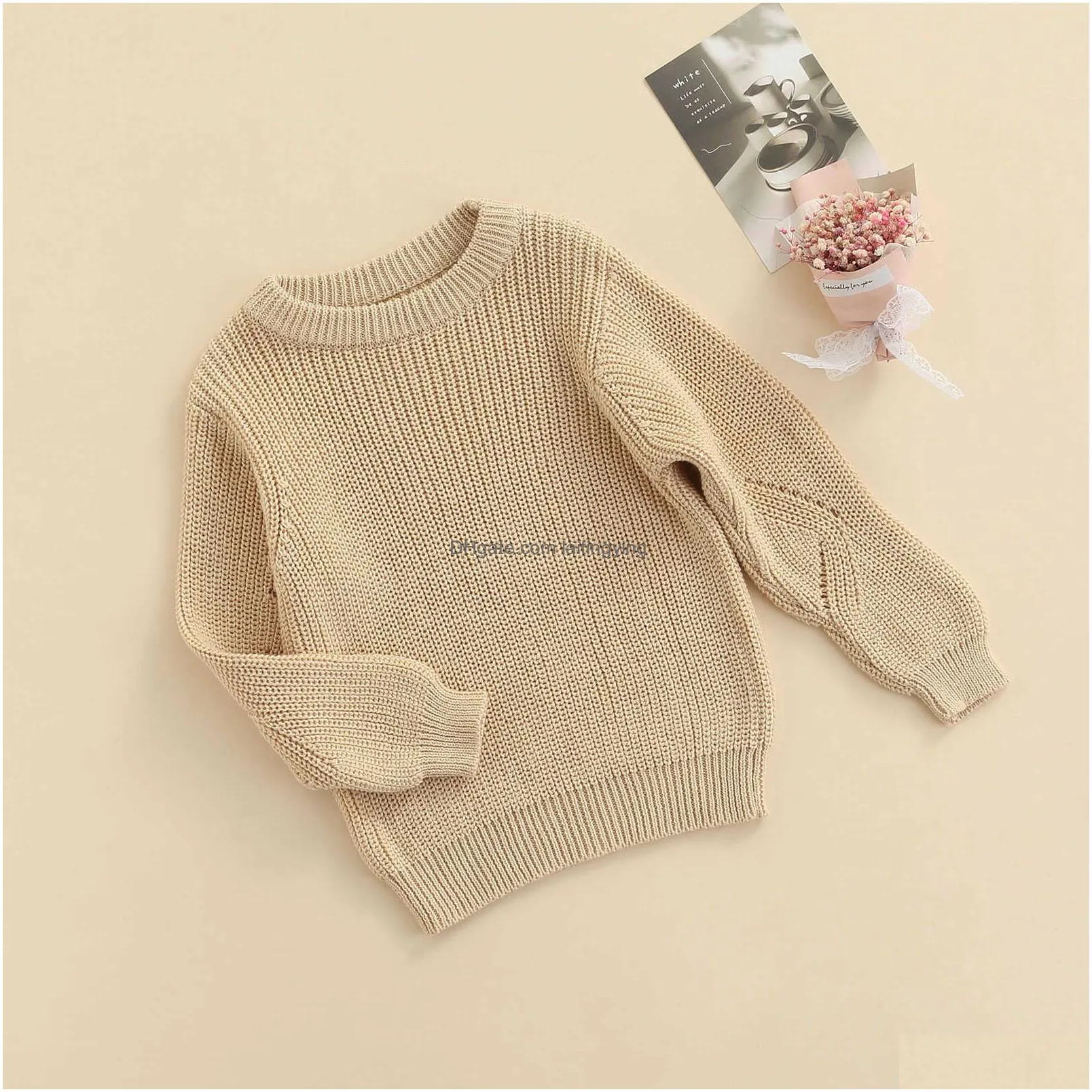 infant solid color sweater kids autumn winter casual long sleeve round neck knit pullover y1024