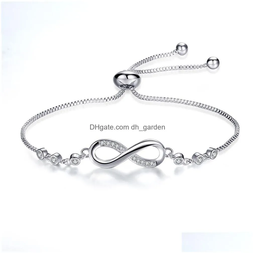 Fashion Zircon Endless Love Infinity Bracelets For Woman Crystal Chain Bracelet On Hand Adjustable Party Jewelry