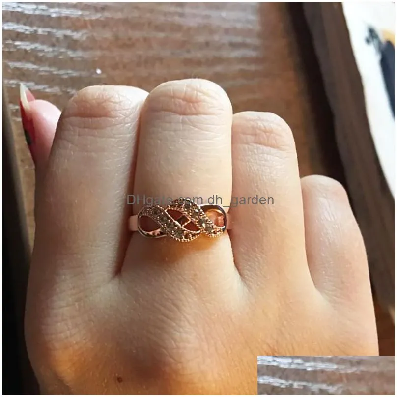 Wave Shape Cubic Zirconia Finger Wedding Rings for Women Rose Gold Color Fashion Brand Christmas Day Gift Jewelry R334 R226