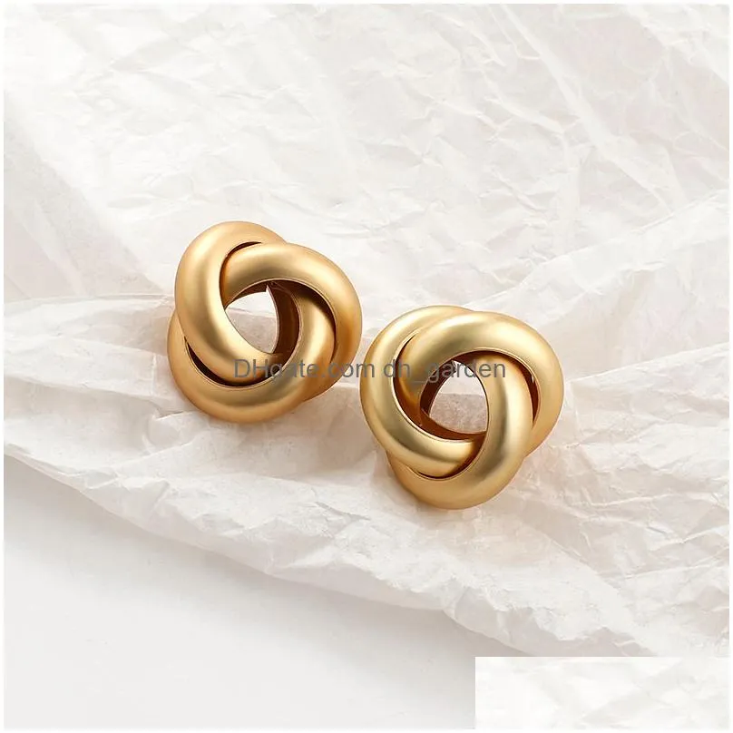 Trendy Gold Metal Drop Earrings For Women Vintage Twist Geometric Statement Earring Party Jewelry wholesale