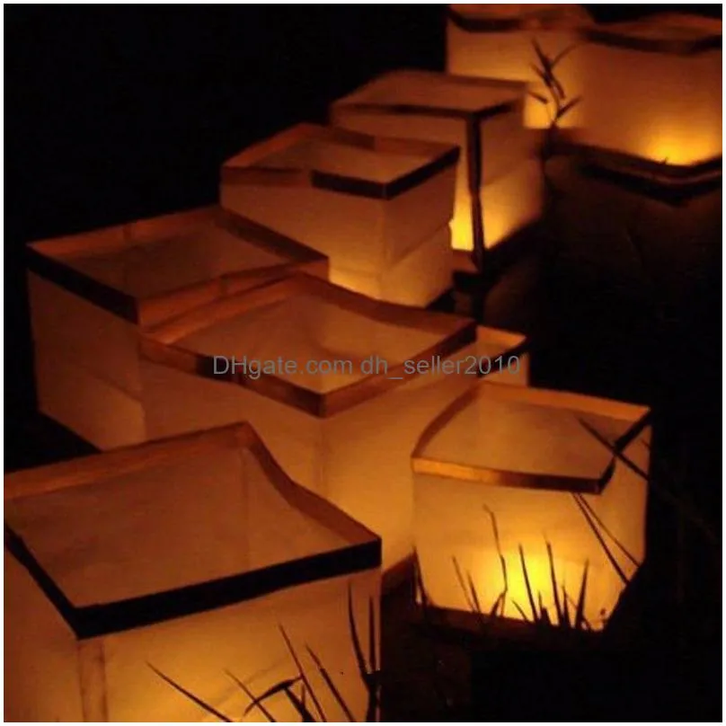 Square Paper Floating Water Candle Lamp Wishing Praying Blessing Waterproof Lantern For Wedding Valentine`s Day Decoration
