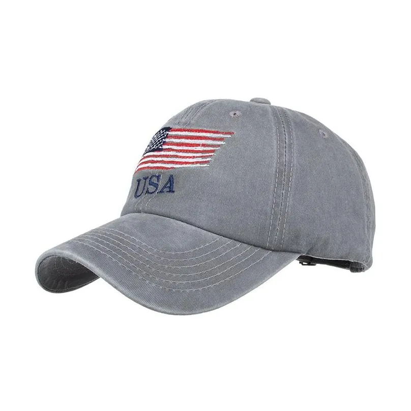 Party Hats American Flag Baseball Cap Usa Embroidered Cotton Hat Designer Peaked Adjustable Outdoor Sun Hats Home Garden Festive Party Dhtj3