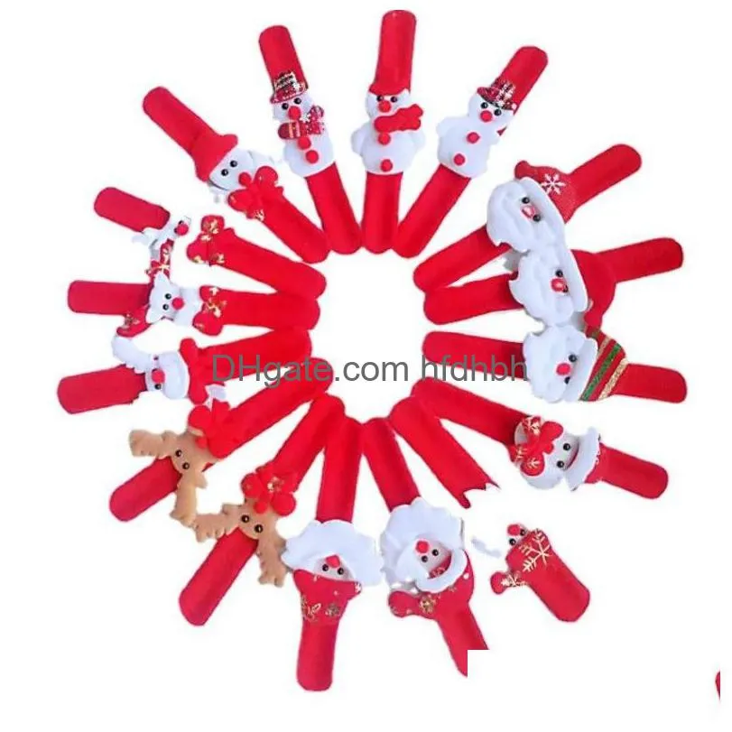 Novelty Lighting Christmas Light Up Slap Bracelet Holiday Favors Led Flashing Wristband Xmas Party Decorations Red Santa Snowman Dee Dhkoe