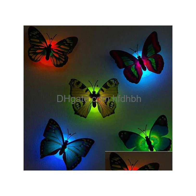 Novelty Lighting 7 Color Changing Butterfly Night Led Lights Lamp Christmas Party Home Room Decor Halloween Decoration Drop Delivery Dhjpn