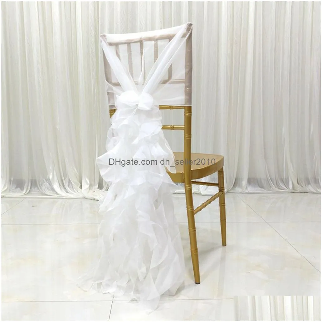 Upscale White Ivory Pink Chiffon Chair Covers Sash Bow for Weddings Banquet Event Decorations Supplies Free Shipping 100pcs/lot