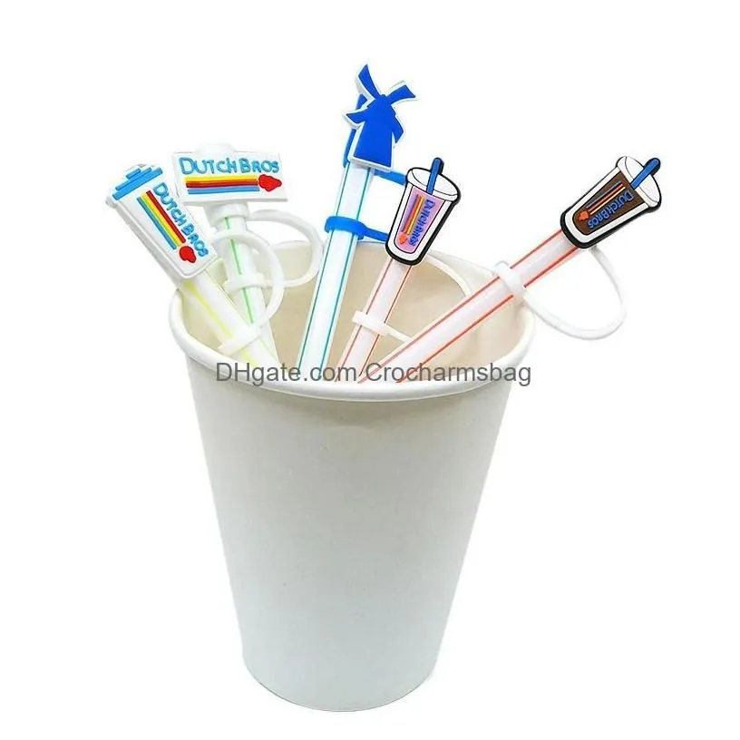 drinking straws 10pcs/set dutch bros st toppers er molds sile charms for tumbers reusable splash proof dust plug decorative 8mm drop