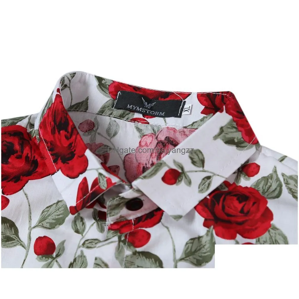  mens long sleeve casual shirt fashion rose flower 3d printed floral shirt turn-down collar slim fit shirt for mens clothing