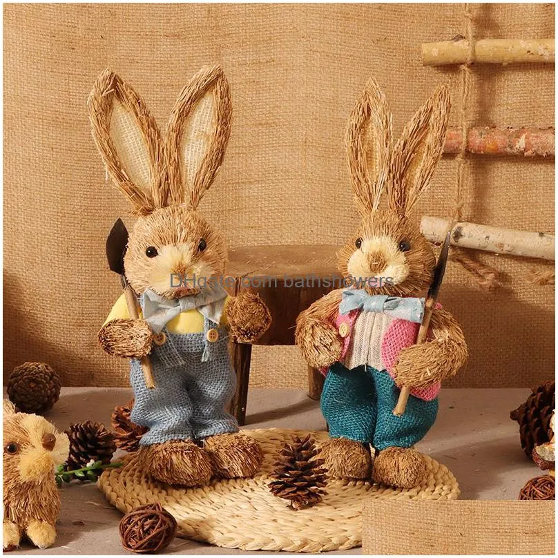 other festive party supplies 2023 year easter decorations cute straw rabbits bunny home garden wedding ornament p o props crafts