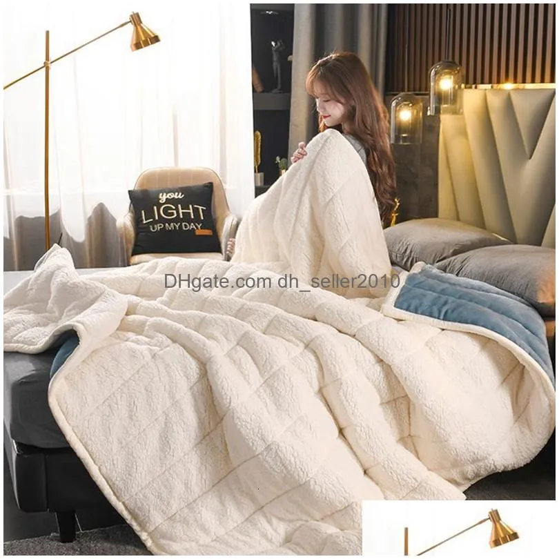 Blanket Winter Bed Soft Warm Coral Fleece Fluffy Thick Sofa Covers Thickness Weighted spread On The 221116