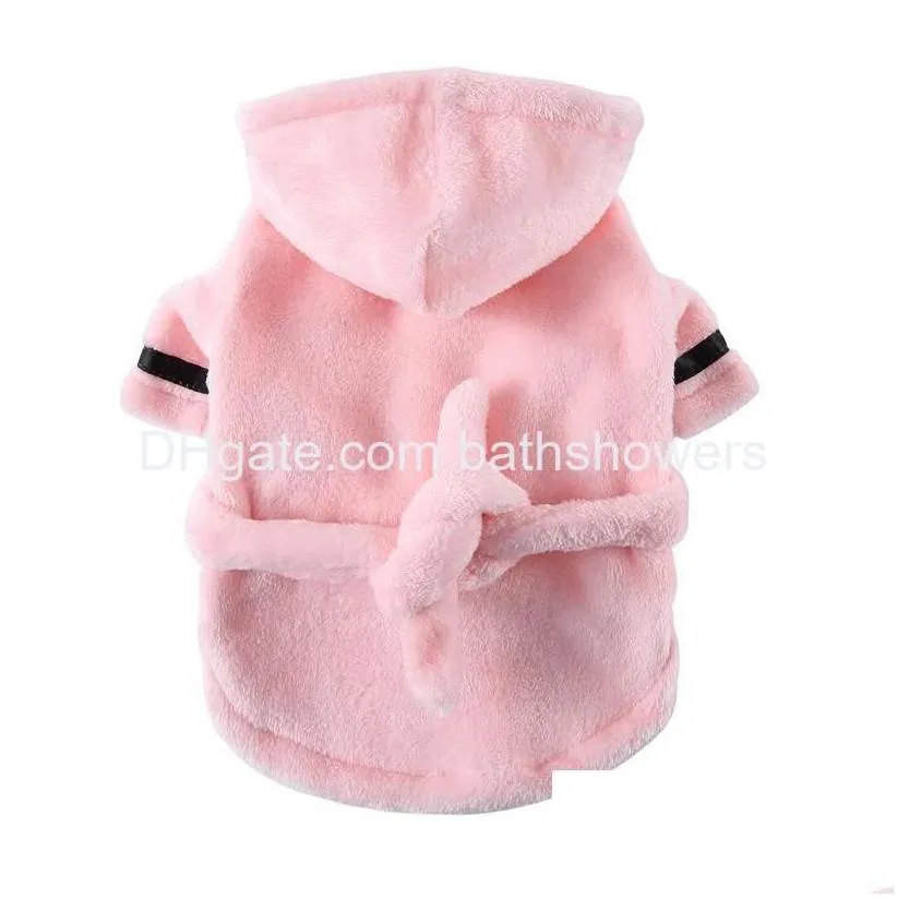dog apparel pet bathrobe pajamas slee clothing soft pets bath dry towel clothes winter warm quick drying sleepcoat for dogs french b