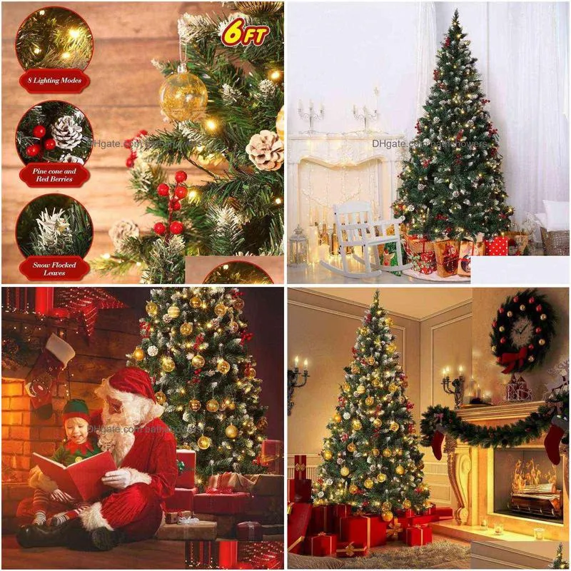 1.8m christmas tree with led string light artificial christmas trees christmas decorations for home navidad 2021 (with eu plug ) g0911