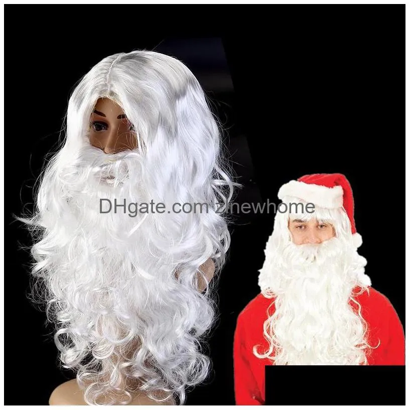 christmas decorations santa claus moustache hat fancy dress costume wizard wig beard set headwear up show cosplay party 221208